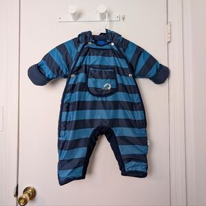 Striped Blue Baby Snowsuit
